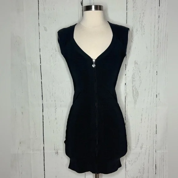 Bebe Black Ribbed Knit Dress - Picture 1 of 8